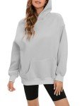 Womens Hoodies Sweatshirt Oversized Pullover Fleece Loose Long Sleeve Trendy Cozy Y2k Sweatshirts for Fall Winter with Pocket Gray M