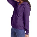 Hanes Women's Full-Zip Hooded Sweatshirt, EcoSmart Women's Sweatshirt, Women's Comfortable Hoodie, Violet Splendor Heather, Large
