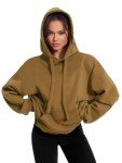 Knuffnee Womens Hoodies Casual Hooded Sweatshirts Oversized Warm Pullover with Kangaroo Pocket Brown S