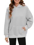 Womens Hoodies Sweatshirt Oversized Pullover Fleece Loose Long Sleeve Trendy Cozy Y2k Sweatshirts for Fall Winter with Pocket Gray M
