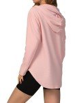 RIROW Womens Hoodie Pullover Long Sleeve Tops 2023 Women V Neck Waffle Knit Hooded Sweatshirt Light Pink XL