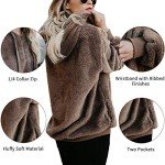 Womens Fuzzy Long Sleeve Drawstring Sherpa Hoodies Pullover Sweaters Warm Soft Fleece Sweatshirt Outwear Pink XX-Large