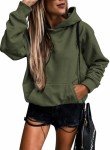 SHEWIN Womens Hoodie Pullover Long Sleeve Solid Fleece Fashion Hoodies Sweatshirts Cozy Lightweight Fall Oversized Sweatshirt for Teen Girls,US 16-18(XL),Army Green