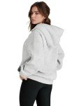 Baonmy Hoodies for Women Oversized Fleece Hooded Sweaters Long Sleeve Sweatshirt with Pocket Fall Clothes Grey