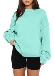 onlypuff Womens Oversized Hoodies Crew Neck Sweatshirts Pullover Sweaters Casual Comfy Fall Fashion Clothes Blue