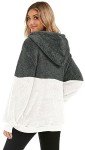 CHICALLURE Oversized Sweatshirts for Women Fleece Zip Up Sherpa Hoodie Fluffy Athletic Pullover with Pockets(White & Dark Drey, L)