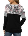 KISSMODA Drawstring Sweatshirt Pullover Floral Pattern Hoodie for Women Peony Black Design Women Tops 2XL