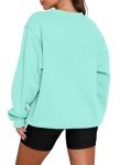 onlypuff Womens Oversized Hoodies Crew Neck Sweatshirts Pullover Sweaters Casual Comfy Fall Fashion Clothes Blue
