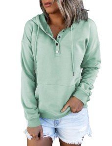 Eniloyal Womens Hoodies Sweatshirts Long Sleeve Light Sweaters Pullover Fall Clothes Trendy 2024 with Pocket (as1, Alpha, m, Light Green)