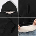 Xukk Womens Fleece Hoodies Winter Warm Sherpa Lined Hooded Sweatshirt Soft Casual Long Sleeve Pullover Sweaters with Pocket(Black,M)
