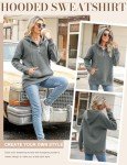 BBO Hoodies for Women Fleece Oversized Sweatshirt Casual Long Sleeve Y2k Hoodie Button V Neck Pullover Hoodie Fall Clothes Tops Grey