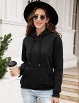 Xukk Womens Fleece Hoodies Winter Warm Sherpa Lined Hooded Sweatshirt Soft Casual Long Sleeve Pullover Sweaters with Pocket(Black,M)