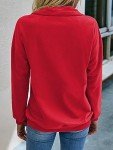 RANPHEE Womens Fall Clothing Trendy 2024 Red Long Sleeve Casual Tops Quarter-Zip Hoodies Ladies Fashion Trendy Pullover Tops Activewear Shirts Running Outfit M