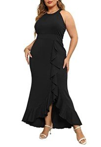 Keluummi Plus Size Black Evening Dress for Curves