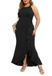 Keluummi Plus Size Black Evening Dress for Curves