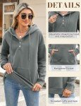 BBO Hoodies for Women Fleece Oversized Sweatshirt Casual Long Sleeve Y2k Hoodie Button V Neck Pullover Hoodie Fall Clothes Tops Grey