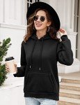 Xukk Womens Fleece Hoodies Winter Warm Sherpa Lined Hooded Sweatshirt Soft Casual Long Sleeve Pullover Sweaters with Pocket(Black,M)