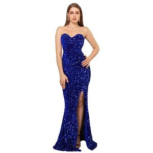 Royal Blue Strapless Sequin Evening Dress, Small
