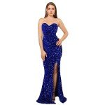 Royal Blue Strapless Sequin Evening Dress, Small