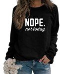 ALAPUSA Nope Not Today Shirt Women| Women's Cute Long Sleeve Shirt | Classic Graphic Sweatshirt Black M