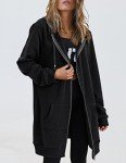 Zeagoo Black Hoodie Women Warm Fleece Long Hoodies Pockets Hooded Sweatshirt Jackets with PocketX-Large
