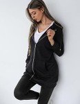 Zeagoo Black Hoodie Women Warm Fleece Long Hoodies Pockets Hooded Sweatshirt Jackets with PocketX-Large