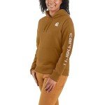 Carhartt Women's Relaxed Fit Midweight Logo Sleeve Graphic Sweatshirt, Carhartt Brown, X-Large