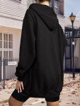Zeagoo Black Hoodie Women Warm Fleece Long Hoodies Pockets Hooded Sweatshirt Jackets with PocketX-Large