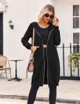 Zeagoo Women's Casual Zip up Hoodies Long Tunic Sweatshirts Jackets Fashion Plus Size Hoodie with Pockets Black