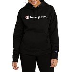 Champion Women's Hoodie, Powerblend, Fleece, Comfortable Hoodie Sweatshirt for Women (Plus, Black Script, 3X