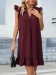 Famulily Women's Summer Mini A-line Sundress - Wine Red
