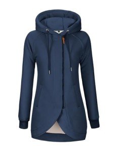 Oleda Women's Zip Up Hoodies Oversized Sweatshirt Casual Long Sleeve Coat with Oblique Zipper and Pockets Sweater Jacket (CA/US, Alpha, Large, Regular, Regular, Navy Blue)