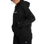 Champion Women's Hoodie, Powerblend, Fleece, Comfortable Hoodie Sweatshirt for Women (Plus, Black Script, 3X
