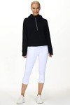 THE GYM PEOPLE Women's Half Zip Hoodies Long Sleeve Fleece Lined Crop Pullover Sweatshirts with Pockets Thumb Hole Black