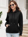 Voqeen Hoodies for Women Sweatshirts Fleece Lined Pullover Hoodie Solid Basic Long Sleeve Winter Coats for Women Big Pocket Casual Hoodie Black