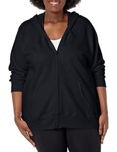 Just My Size Women's Plus-Size Full Zip Fleece Hoodie, Ebony, 5XL