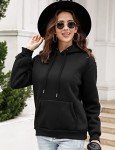 Voqeen Hoodies for Women Sweatshirts Fleece Lined Pullover Hoodie Solid Basic Long Sleeve Winter Coats for Women Big Pocket Casual Hoodie Black