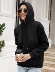 Voqeen Hoodies for Women Sweatshirts Fleece Lined Pullover Hoodie Solid Basic Long Sleeve Winter Coats for Women Big Pocket Casual Hoodie Black