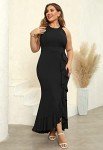 Keluummi Plus Size Black Evening Dress for Curves