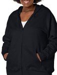 Just My Size Women's Plus-Size Full Zip Fleece Hoodie, Ebony, 5XL