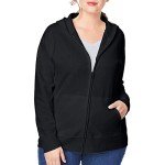 Just My Size Women's Plus-Size Full Zip Fleece Hoodie, Ebony, 5XL