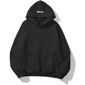 Lynkiss Women's Oversized Hoodies Long Sleeve Solid Heavy Pullover Tops Loose Sweatshirt with Pocket,Black,Medium