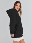 Lynkiss Women's Oversized Hoodies Long Sleeve Solid Heavy Pullover Tops Loose Sweatshirt with Pocket,Black,Medium