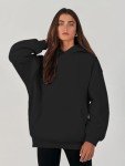 Lynkiss Women's Oversized Hoodies Long Sleeve Solid Heavy Pullover Tops Loose Sweatshirt with Pocket,Black,Medium