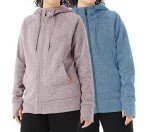 TEX2FIT 2-Pack Full Zip Hoodies for Women, Fleece Zip Hooded Sweatshirt (2pcs Set)(Pink Melange/Blue Melange, Large)