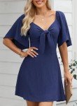 Cute Summer Dress with V Neck and Bow Tie
