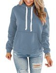 wkwmrpet Women's Basic Pullover Hoodie Loose fit Ultra Soft Hooded Loose Sweatshirt with Pocket Grey Blue