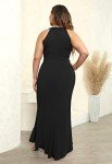Keluummi Plus Size Black Evening Dress for Curves