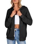 Zeagoo Womens Zip Up Hoodies Long Sleeve Lightweight Oversized Casual Sweatshirts Jacket with Pocket Black