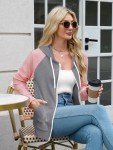 Eniloyal Hoodies for Women Zip Up Long Sleeve Pullover Hooded Zipper Sweatshirts Fall Trendy Clothes with Pocket Grey Pink